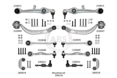 К-кт важелів перед.підвіски Audi A6/Superb/Passat B5 (з тонким пальцем) - A.B.S. 219902