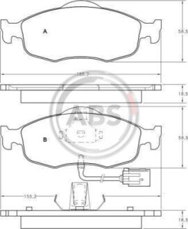 Гальмівні колодки пер. Transit 94-00/Mondeo 93-00 (ATE) - (1034512, 1073731, 1079347) A.B.S. 36808