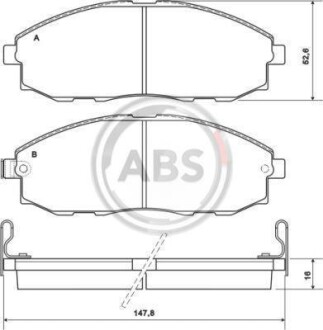 Гальмівні колодки перед. Hyundai H-1 97-07 - (581014AA00, 581014AA10, 581014AA11) A.B.S. 37130