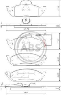 Гальмівні колодки пер. MB M-Class (W163) 98-05 - (1634200020, 1634200320) A.B.S. 37198