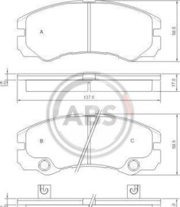 Комплект тормозных колодок, дисковый тормоз - ((1605002, 1605084, 97201441, 97227235)) A.B.S. 37257