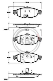 Комплект тормозных колодок, дисковый тормоз - A.B.S. 38869