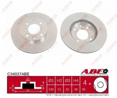 Гальмівний диск - (45251S50G00, 45251SAAG00, 45251SAAG11) ABE C34037ABE