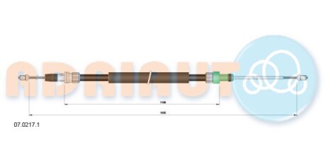 Трос стояночного гальма задн Лів/Прав (1935мм/1935мм) CITROEN C3 AIRCROSS I 1.2/1.6D 06.17- - ADRIAUTO 0702171
