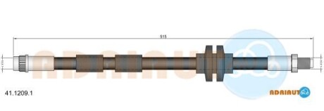 Renault шланг гальмівний передн. лів/пр 515мм kangoo 08- - ADRIAUTO 41.1209.1