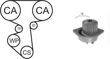 Водяной насос + комплект зубчатого ремня - (1610793580, 1609525980, 1609121380) AIRTEX WPK-160002