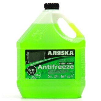 Антифриз Antifreeze G11 -30°C зелений, 5л - АЛЯSКА 9008 (фото 1)