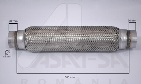 Гофра глушителя 45*300 mm - ASAM 60095