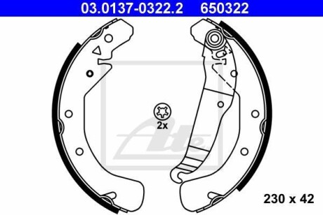 Комплект тормозных колодок - (45022S30G10, V9118H022, 45022SS0518) ATE 03.0137-0322.2