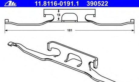 Монтажний компл.,гальм.колодки - (2D0698451, 2D0698151C, 2D0698151) ATE 11811601911