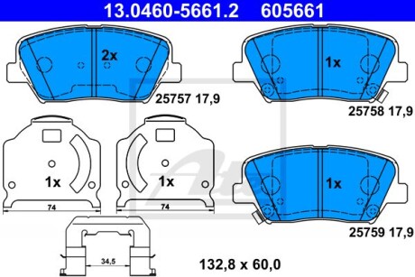 Klocki ham.przod kia carens iv 13- - ATE 13046056612