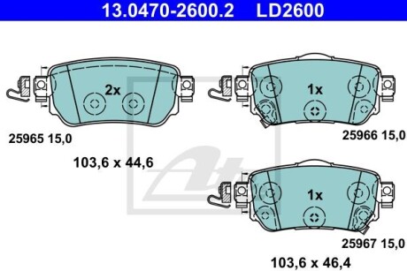 Klocki ham.ceramic tyl nissan - ATE 13.0470-2600.2