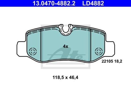 Гальмівні колодки, дискові - ATE 13.0470-4882.2