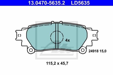 13.0470-5635.2 колодки дисковые задние - ATE 13047056352