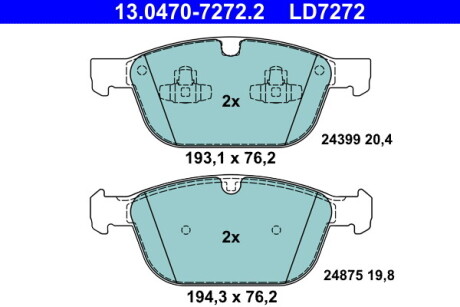 Колодки гальмівні дискові керамічні, к-кт - (31277334, 30793943) ATE 13047072722