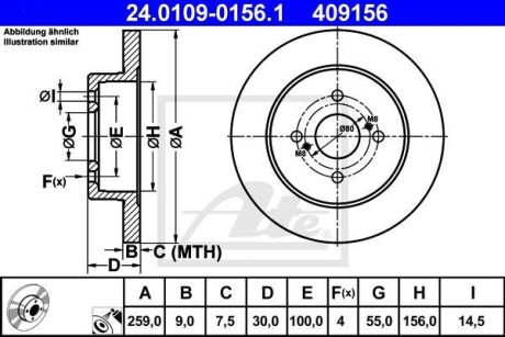 Тормозной диск - (4243152080, 424310D110) ATE 24.0109-0156.1