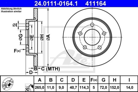 Диск гальмівний - (bp4y26251a, bp4y26251b, bp4y26251c) ATE 24011101641