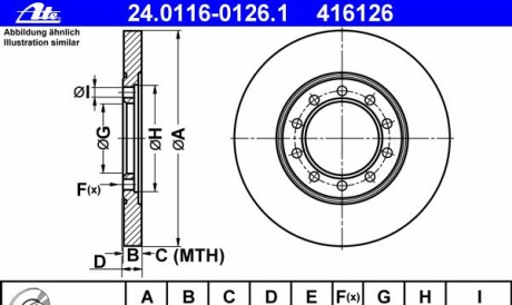 Фото 2 - Гальмівний диск ATE 24.0116-0126.1 (24011601261)