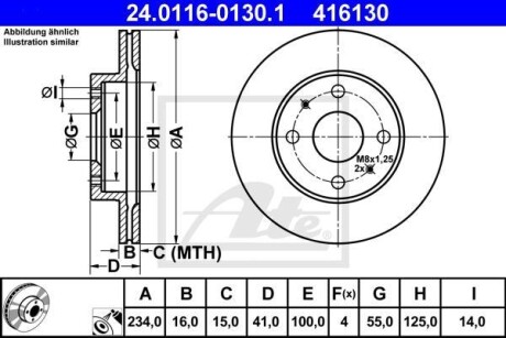 Тормозной диск - (4351297202, 4351297202000, 43512B1050) ATE 24.0116-0130.1