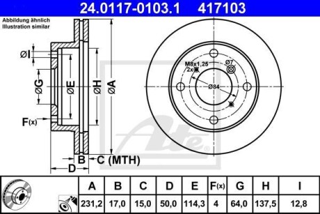 Тормозной диск - (5531180F02, 91172987, 5531180F01) ATE 24.0117-0103.1