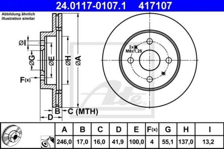 Тормозной диск - (4351297402, 4351297402000, 43512B1110) ATE 24.0117-0107.1