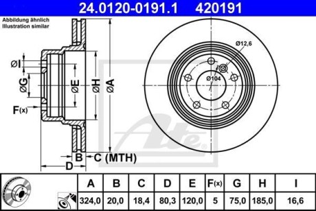 Диск гальмівний задний - (34216756849) ATE 24.0120-0191.1