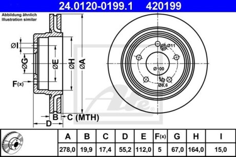 Тормозной диск - (1244231012, 1244230612, A1244230612) ATE 24.0120-0199.1