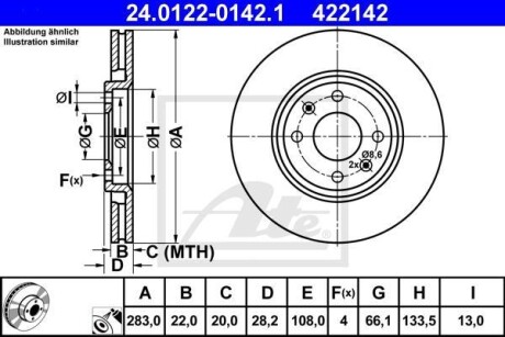 Тормозной диск - (4246T9, 4246V0, 4246V6) ATE 24.0122-0142.1