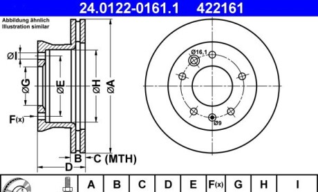 Фото 4 - Тормозной диск ATE 24.0122-0161.1 (24012201611)