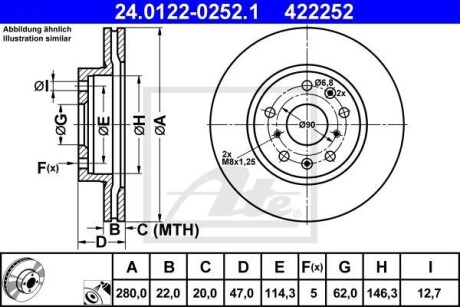 Гальмівний диск - (5531180J02, 5531180J01) ATE 24.0122-0252.1