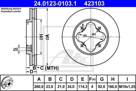 Тормозной диск - (45251SM4010, 45251SM4020, 45251SM4O1O) ATE 24.0123-0103.1