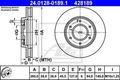 Тормозной диск - (4351226140, 4351226160) ATE 24.0128-0189.1