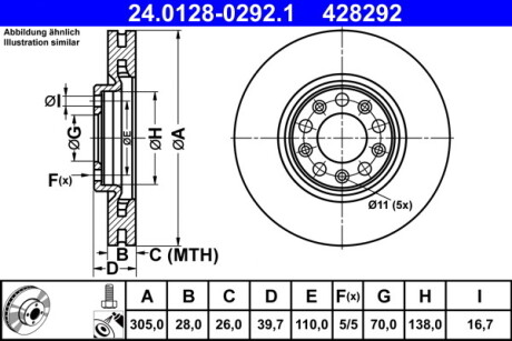 Гальмівний диск - (51963548, 52056675, 68247974AA) ATE 24012802921