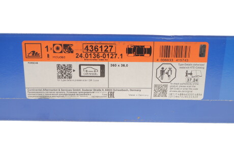 Фото 2 - Гальмівний диск ATE 24.0136-0127.1 (24013601271)