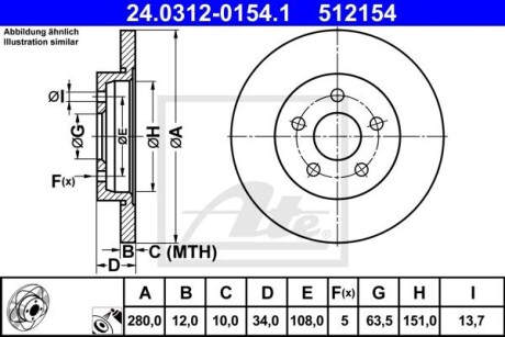 Фото 3 - Тормозной диск ATE 24031201541