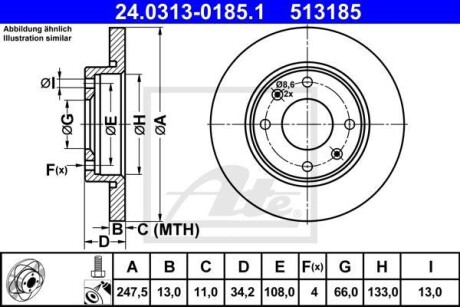 Диск гальмівний Power Disc - ATE 24031301851