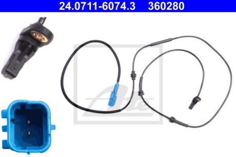 Фото 2 - Датчик АБС (ABS) ATE 24.0711-6074.3 (24071160743)