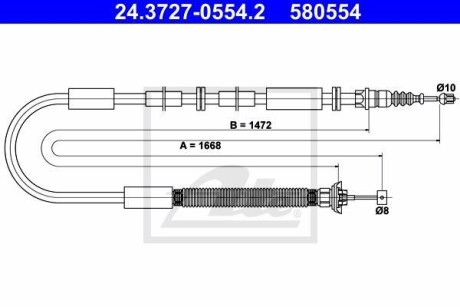 Трос, стояночная тормозная система - (51718093) ATE 24.3727-0554.2