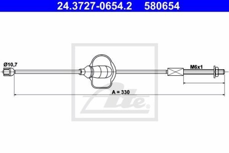 Трос, стояночная тормозная система - (1076707, 1228027, 1228027S1) ATE 24.3727-0654.2