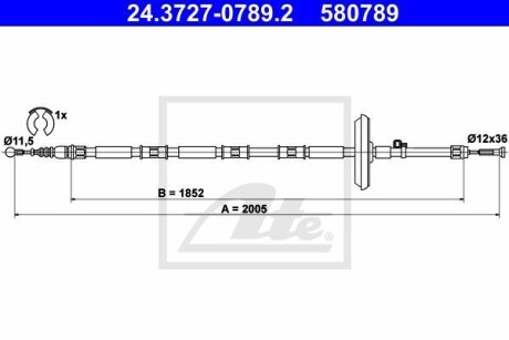 Трос, стояночная тормозная система - (13227133, 522046) ATE 24.3727-0789.2
