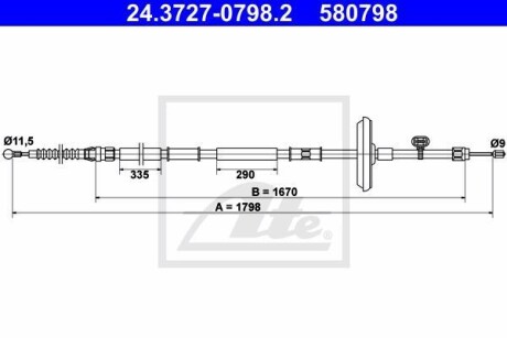 Трос, стояночная тормозная система - (013328132, 13328132, 00522063) ATE 24372707982