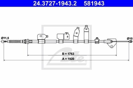 Трос стояночного тормоза задний r - (4642002121) ATE 24372719432