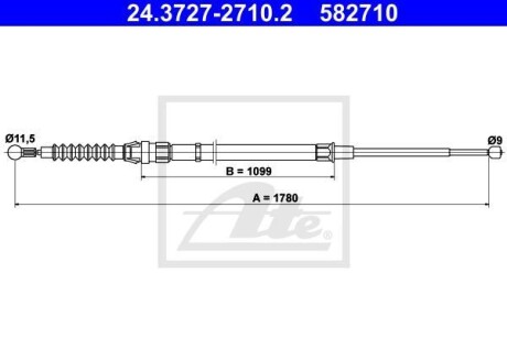 Трос ручного гальма - (6R0609721E) ATE 24372727102