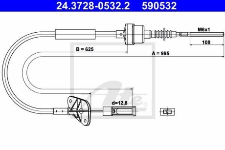 Трос, управление сцеплением - (55183097, 1558930, 9C517K553AA) ATE 24.3728-0532.2