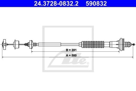 Трос, управление сцеплением - (2150AX, 9633433180) ATE 24.3728-0832.2