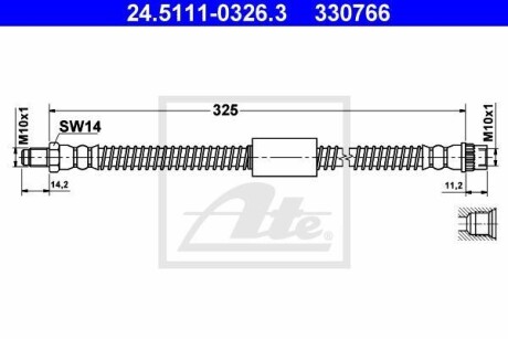 Тормозной шланг - (4620100Q0D, 4620100QAE, 4403662) ATE 24.5111-0326.3