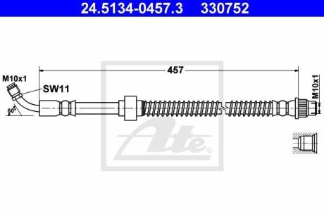 Тормозной шланг - (4620100Q0F, 4620100QAC, 4403645) ATE 24.5134-0457.3