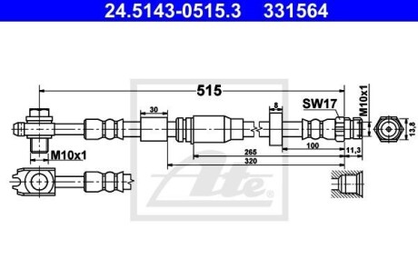 Гальмівний шланг - (1S0611701, 1SO6117O1) ATE 24514305153