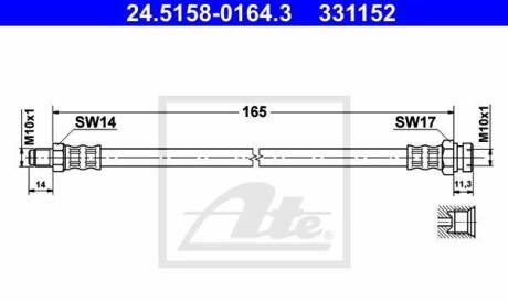 Тормозной шланг - (mb238428, mb587164, mb857523) ATE 24.5158-0164.3