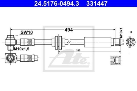 Шлангопровод - (46210JD620) ATE 24.5176-0494.3